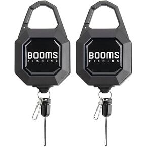 Booms Fishing 2-Pack Locking Retractable Keychain, RG4 Fly Fishing Retractor, Heavy Duty Badge Holder, Retractable Gear Tether with 27.5"Retractable Cord, Black