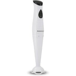 Elite Gourmet EHB2400W Electric Immersion Hand Blender, Mixer, Chopper, 1-Touch Control Multi Purpose Electric Immersion Stick, Mixer, Chopper, 150 Watts, For Soups, Sauces, Baby Food, White