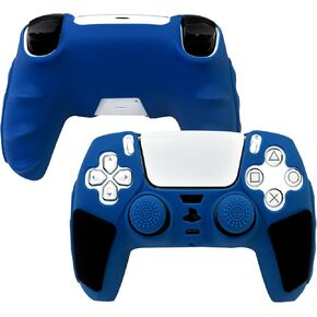 Blue Glow in The Dark PS5 Controller Skin,Anti-Slip Thicken Studded Silicone Protective Cover Case Compatible with PS5 Controller with 8 PCS Thumb Grips Caps Glows and 2 Grips Caps.