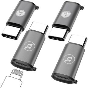 Sokuci for Lightning Female to USB C Male Adapter 4Pack, Type C Charger Connector Cable [Support PD Fast Charging & Data Transfer] for iPhone 16 15 Pro Max Plus, Samsung, Pad Air (Not for Audio&OTG)