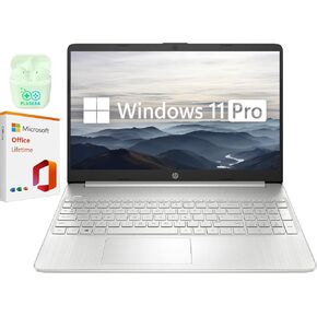 HP Laptop, 15.6" Business Laptop Computer, Windows 11 Pro with Microsoft Office Lifetime Suite, Intel Core i5 Quad-Core,1920x1080 FHD, Plusera Earphones, Silver (Intel Core i5, 36GB RAM | 1TB SSD)