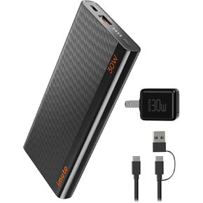 imuto Slim Portable Charger PD 30W, 10000mah Power Bank PPS Samsung Fast Charging 25W for Galaxy S24 S23 S22, Galaxy Z Flip Galaxy A Note 9 10 20, A23 53, Pixel 6 7, PD 30W for iPhone 15 Pro Max