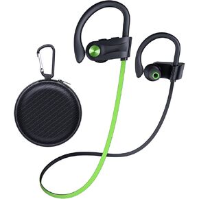 Bluetooth Headphones, Wireless Earbuds IPX7 Waterproof Bluetooth 5.3 Headphones with 16Hrs Playtime Stereo Bass Headsets with Mic Running Headphones with Earhooks for Sports Running Workout