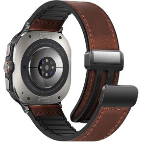 Magnetic Leather Watch Band Compatible with Samsung Galaxy Watch Ultra 47mm (2024) Magnetic Buckle Design Adjustable Classic Wristbands Accessories Replacement Straps for Men and Women