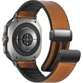 سوار ساعة جلدي مغناطيسي متوافق مع ساعة سامسونج جالاكسي الترا 47 ملم (2024) تصميم بإبزيم مغناطيسي قابل للتعديل أساور معصم كلاسيكية قابلة للتعديل أشرطة بديلة للرجال والنساء in Kuwait