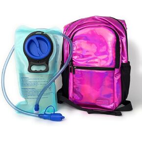 Good E's Lightweight Hydration Backpack – Eco-Friendly Water Backpack with 16oz Hydration Bladder, Running Backpack for Hiking, Cycling & Biking – Festival Essential Rave Hydration Pack (Pink)