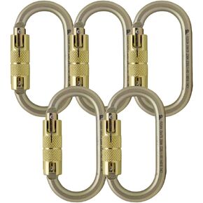 Auto Locking Carabiner 25KN (5-Pack)- Fusion Climb® Ovatti- Professional Rock Climbing Carabiner- Heavy Duty Steel- Auto Locking Carabiner for Climbing, Rappelling, D Shaped- UIAA ANSI Compliant