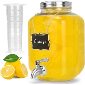 1 Gallon Glass Drink Dispensers For Parties 2PACK.Beverage Dispenser，Glass Drink Dispenser With Stand And Stainless Steel Spigot 100% Leakproof.Lemonade Dispenser With Ice Cylinder. in Saudi Arabia