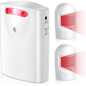 Qualirey Driveway Alarm Wireless Outside Motion Sensor Alarm with 1 Receiver 2 Weatherproof Infrared Sensor, Indoor Home Security Business Alert System Detector
