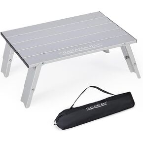 Ultralight Aluminum Mini Table, Foldable Small Beach Table with Retractable Legs, 66lbs/30kg Weight Capacity, Suitable for Picnic Camping Outdoor Hiking(Silver)