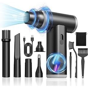 Compressed Air Duster,Mini Air Duster Metal Design Enhanced Powerful 250000RPM,Infinite Speed Adjustment Wind - Portable Air Duster,No Canned Air Duster,Electric Air Blower for Cleaning Keyboard&PC