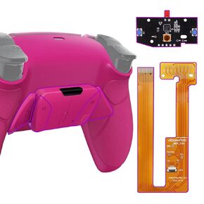 eXtremeRate Volcanic Red Rubberized Grip Programable RISE4 Remap Kit for PS5 Controller BDM-030 040 050, Upgrade Board & Redesigned Back Shell & 4 Back Buttons for PS5 Controller - Without Controller