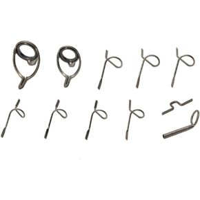 11pcs Fly Fishing Rod Guides Set, Fishing Tip Repair Kit, Hard Snake Guides and Tip Ring Hook Keeper, DIY Eye Rings for Rod Building or Repair Grey 11pcs/Box