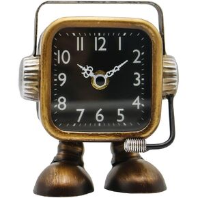 YOUKI Retro Steampunk Style Robot Table Clock,Industrial Style Desk and Shelf Clocks,Decorative Battery Operated,Silent Non-Ticking Clock for Office, Living Room or Bedroom