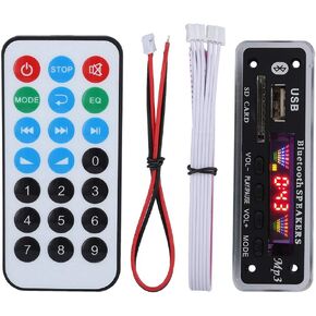 DC 5V/12V Bluetooth 5.0 Audio Decoder Board Audio Module USB AUX SD FM Radio Lossless MP3/ WMA/WAV/FLAC/APE Decoder Board Module, Colors Screen Display (Black)