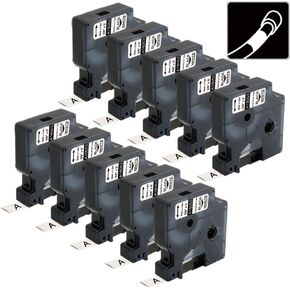 Compatible Industrial Heat Shrink Tube Labels Replacement for DYMO 18053 Fit with DYMO Rhino 4200 5200 5000 6000 Industrial Label Maker (Black on White, 3/8" x 4.9'),10-Pack