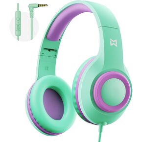 Over Ear Kids Headphones with HD Mic, 85/94dB Volume Limit Lightweight Kids Headphones with Comfortable Earpads, Foldable Design, Stereo and Premium Sound Quality for Boys Girls Teens Toddler
