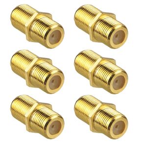 QDiShi 6 Pack Coaxial Cable Connector, RG6 Coax Cable Extender F-Type Gold Plated Adapter Female to Female for TV Cables, Satellite Receiver, VCR and Cable Modem