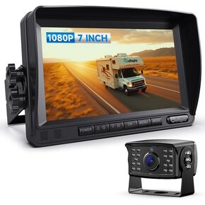 eRapta HD 1080p Backup Camera System Kit, 7-inch Reversing Monitor with Quad Split Recording IP69 Waterproof, Rear View Side View Cameras, Backup Camera for RV Truck/Trailer/Tractor/Box/Camper Y0202