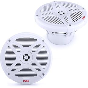 6.5 Inch Bluetooth Marine Speakers - 2-way IP-X4 Waterproof and Weather Resistant Outdoor Audio Dual Stereo Sound System with 600 Watt Power and Low Profile Design - 1 Pair - Pyle PLMRBT65W (White)