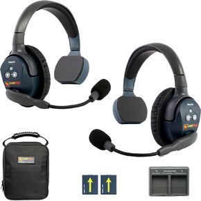 EARTEC Ultralite PRO16 ETP2D Full-Duplex Long Range Wireless Intercom System - 2 Dual Ear Headsets, Up to 1/2 Mile Range, 2.4 GHz, U.S. Company