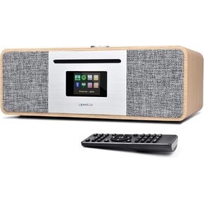 LEMEGA MSY5 CD Player,FM Digital Radio, Internet Radios, Spotify Connect, Bluetooth Speaker Stereo Sound, USB Player, USB Charging,Clock Alarms,Remote & App Control – White Oak Finish