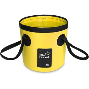 BANCHELLE Collapsible Bucket Water Container Portable Folding Camp Wash Basin for Outdoor Traveling Hiking Fishing Car Washing Gardening Camping (Yellow, 20L)