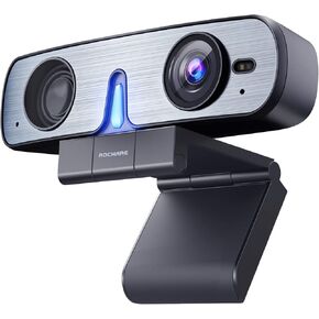 ROCWARE Webcam for PC, RC08 1080P Web Camera, HD Web Cam with Noise Reduction Mic/Harman Speaker/4X Eptz/Privacy Cover/0.2S Auto-Focus/Low Illumination, Computer Camera for Zoom/Teams/Meeting