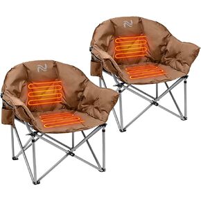 NAIZEA Heated Camping Chair, Oversized Camping Folding Chair, Patio Lounge Chairs with 3 Heat Levels, Portable Folding Camping Chairs Heated Chair, Moon Saucer Chair Sports Chair Lawn Chair