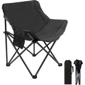 Portable Folding Chair for Sauna, Fast Folding Chair with Carry Bag and Side Pocket Sauna Chairs for Adults Home Steam Sauna Chairs, Carry Chair for Camping, Tailgates, Beach, and Sports(Black)
