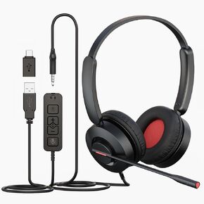 MAIRDI USB Headset with Microphone for Computer, PC Headset with Mic Noise Canceling for Laptop Teams Zoom Office Call Center Voip Phone Calls, Dictation Headset for Dragon Voice Recognition