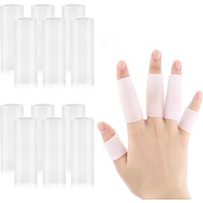 salbsever 20 Pcs Finger Sleeves Protectors Silicone Finger Sleeve Gel Finger Sleeve Protectors Finger Covers Cushions and Protects Rubber Finger Shields Provide Relief forCracked Finger