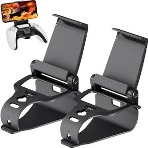 PS5 Controller Phone Mount Holder for iPhone Android, 2 Pack PS5 Remote Play Backbone Clip Compatible with PlayStation 5 Dualsense Gaming Controller with Adjustatble Switch Black