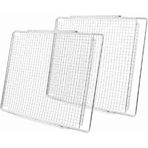 304 Stainless Steel Air Fryer Basket Replacement for Breville Oven Parts BOV800XL Pro BOV845BSS Plus BOV810BSS Breville Smart Oven Air Fryer Accessories Breville Toaster Oven Air Fryer Tray 2 Pcs