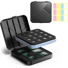 SD Card Holder Waterproof, Yottamaster 28 Slots Memory Card Case Holder with Labels for 6 SD Cards and 22 TF Cards Protective Case Anti-Shock Memory Storage Case [B11-2]