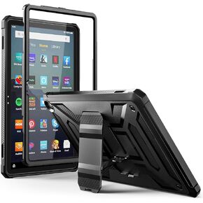 حافظة الكمبيوتر اللوحي Amazon Fire Max 11 الجديدة كليًا (الجيل الثالث عشر، إصدار 2023)، غطاء خلفي بحامل عرض متين لكامل الجسم DJ&RPPQ مع واقي شاشة، غير متوافق مع iPad Samsung - أسود