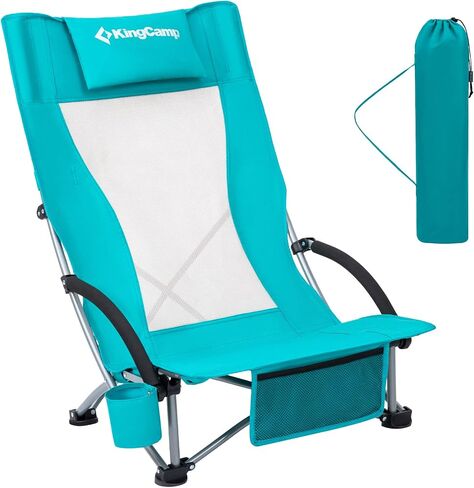KingCamp Folding Backpack Beach Chair 2 Pack, Sturdy & Lightweight High Back Camping Chair with Headrest, Cup Holder, Seatback Pocket, for Outdoor Sand in Saudi Arabia