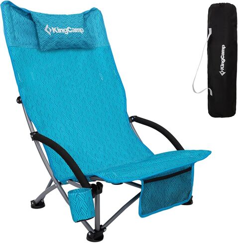 KingCamp Folding Backpack Beach Chair 2 Pack, Sturdy & Lightweight High Back Camping Chair with Headrest, Cup Holder, Seatback Pocket, for Outdoor Sand in Saudi Arabia