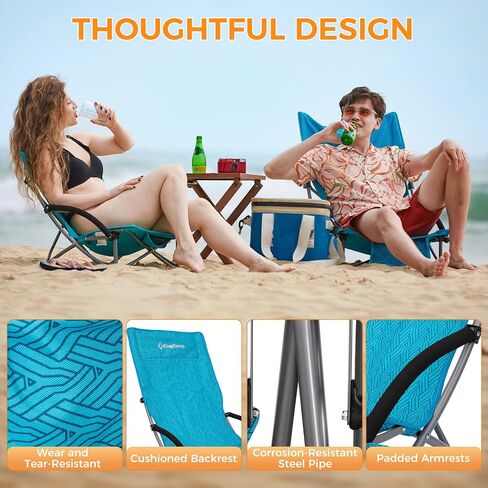 KingCamp Folding Backpack Beach Chair 2 Pack, Sturdy & Lightweight High Back Camping Chair with Headrest, Cup Holder, Seatback Pocket, for Outdoor Sand in Saudi Arabia
