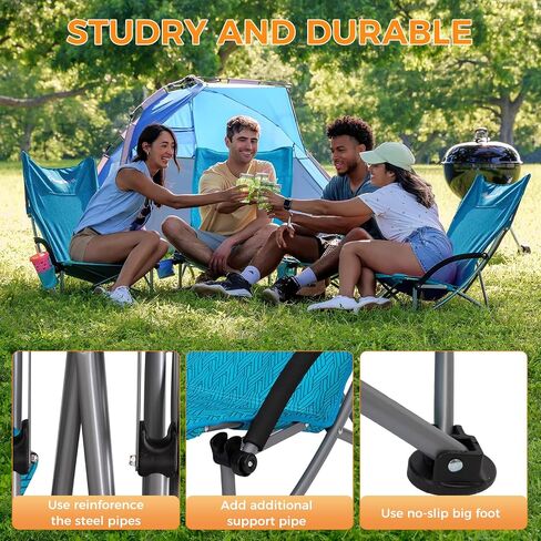 KingCamp Folding Backpack Beach Chair 2 Pack, Sturdy & Lightweight High Back Camping Chair with Headrest, Cup Holder, Seatback Pocket, for Outdoor Sand in Saudi Arabia
