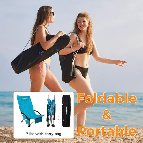 KingCamp Folding Backpack Beach Chair 2 Pack, Sturdy & Lightweight High Back Camping Chair with Headrest, Cup Holder, Seatback Pocket, for Outdoor Sand in Saudi Arabia