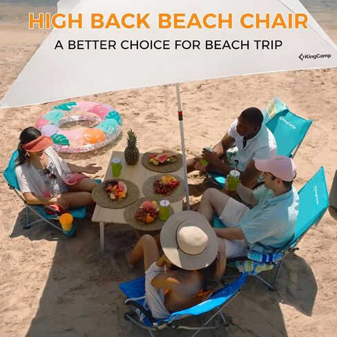 KingCamp Folding Backpack Beach Chair 2 Pack, Sturdy & Lightweight High Back Camping Chair with Headrest, Cup Holder, Seatback Pocket, for Outdoor Sand in Saudi Arabia