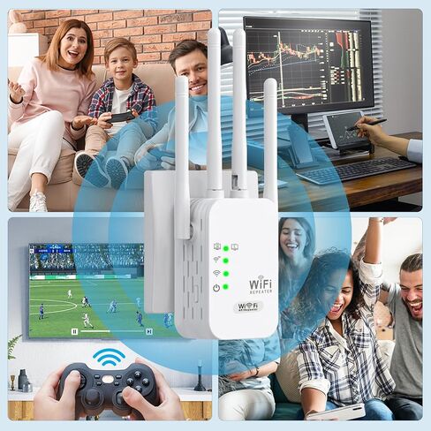 WiFi Repeater, WiFi Extender Wi-Fi Signal Booster Amplifier for Home Cover Up to 300sq.ft WiFi 2.4GHz Dual Band Wireless Repeater, 4 Antennas 360° WiFi Amplifier, WiFi Range Extender, WHITE in Saudi Arabia