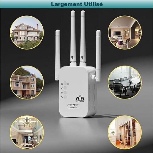 WiFi Repeater, WiFi Extender Wi-Fi Signal Booster Amplifier for Home Cover Up to 300sq.ft WiFi 2.4GHz Dual Band Wireless Repeater, 4 Antennas 360° WiFi Amplifier, WiFi Range Extender, WHITE in Saudi Arabia