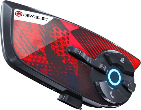 gearelec Motorcycle Bluetooth Intercom - V5.2 BT &【Cool Graffiti Panel】,4 Riders 1500M Motorcycle Helmet Intercom with Music Sharing, Motorcycle Helmet Bluetooth-HiFi Sound & Noise Reduction，IP65 Blue in Saudi Arabia