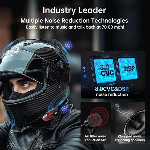 gearelec Motorcycle Bluetooth Intercom - V5.2 BT &【Cool Graffiti Panel】,4 Riders 1500M Motorcycle Helmet Intercom with Music Sharing, Motorcycle Helmet Bluetooth-HiFi Sound & Noise Reduction，IP65 Blue in Saudi Arabia