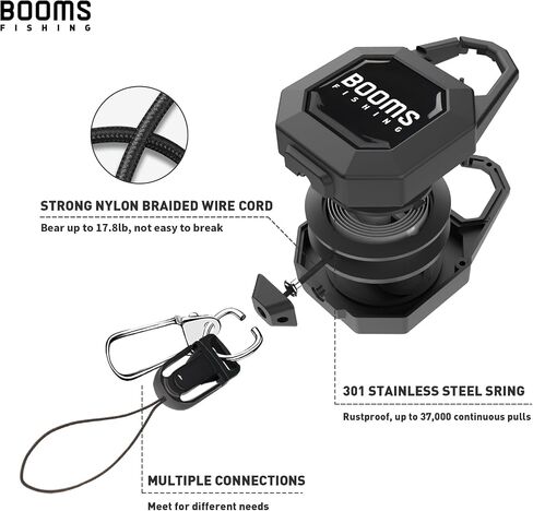 Booms Fishing 2-Pack Locking Retractable Keychain, RG4 Fly Fishing Retractor, Heavy Duty Badge Holder, Retractable Gear Tether with 27.5"Retractable Cord, Black in Saudi Arabia