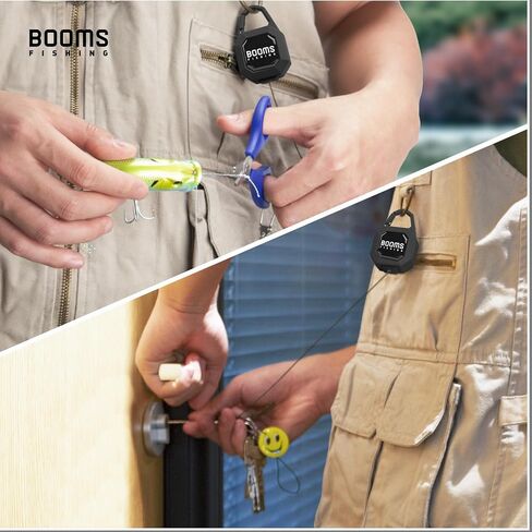 Booms Fishing 2-Pack Locking Retractable Keychain, RG4 Fly Fishing Retractor, Heavy Duty Badge Holder, Retractable Gear Tether with 27.5"Retractable Cord, Black in Saudi Arabia
