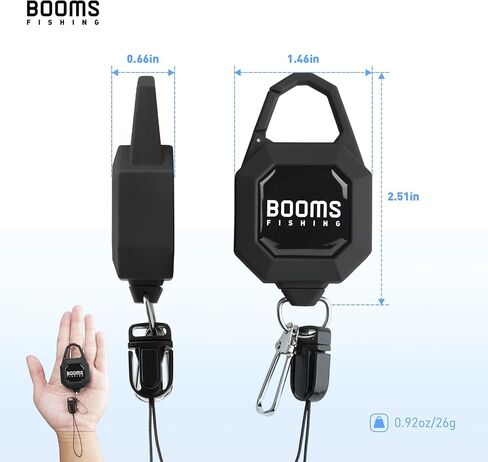 Booms Fishing 2-Pack Locking Retractable Keychain, RG4 Fly Fishing Retractor, Heavy Duty Badge Holder, Retractable Gear Tether with 27.5"Retractable Cord, Black in Saudi Arabia