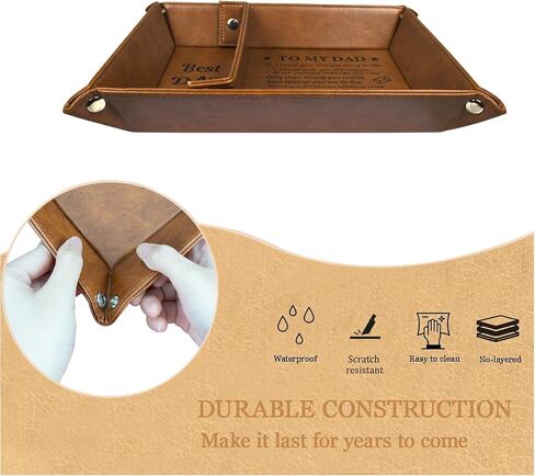 ONFAON Gifts for Dad Fathers Day from Daughter Son Kids, Best Dad Ever PU Leather Valet Tray and Keychain,for Men Stepdads Husband, Birthday Gifts for Dad,Unique Christmas Birthday Gift in Kuwait